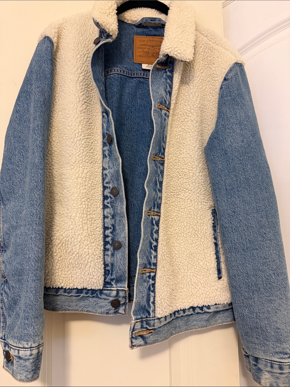 Levi's Blue Denim Jacket with Cream Sherpa Panels